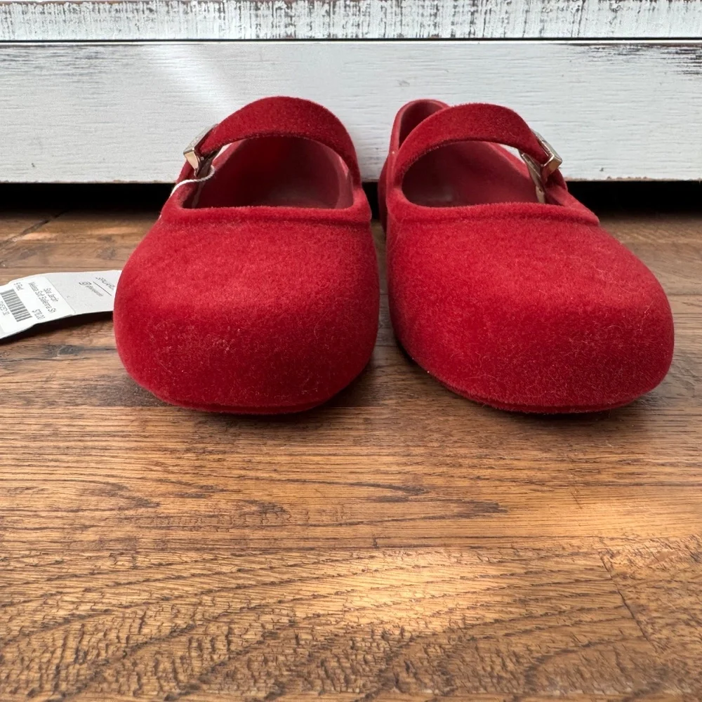 NWT Melissa Soft Ballerina Velvet II Flat Red‎ Women's Size 9